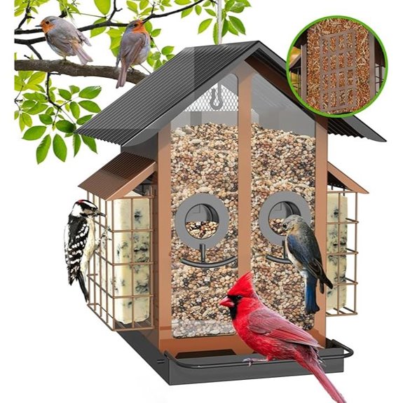 Metal Bird Feeder with Double Suet Cage 4Lbs Capacity