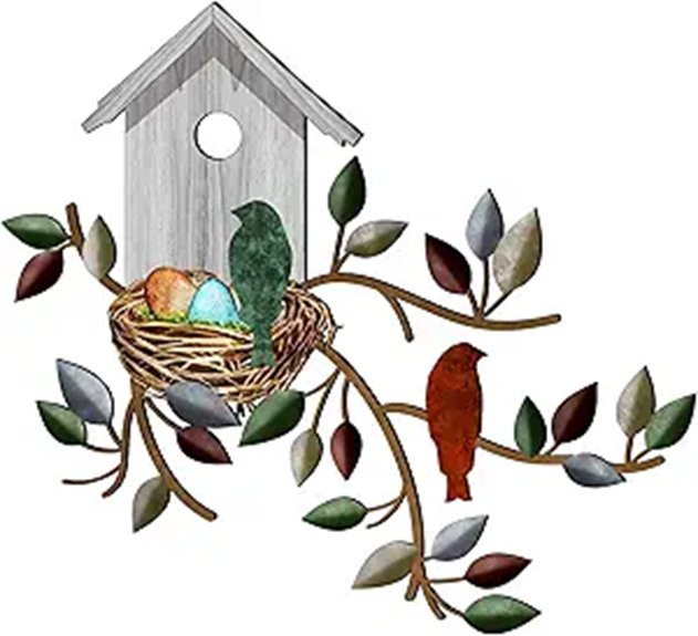 Peryiter Metal Bird Tree Wall Decor for Indoor Outdoor