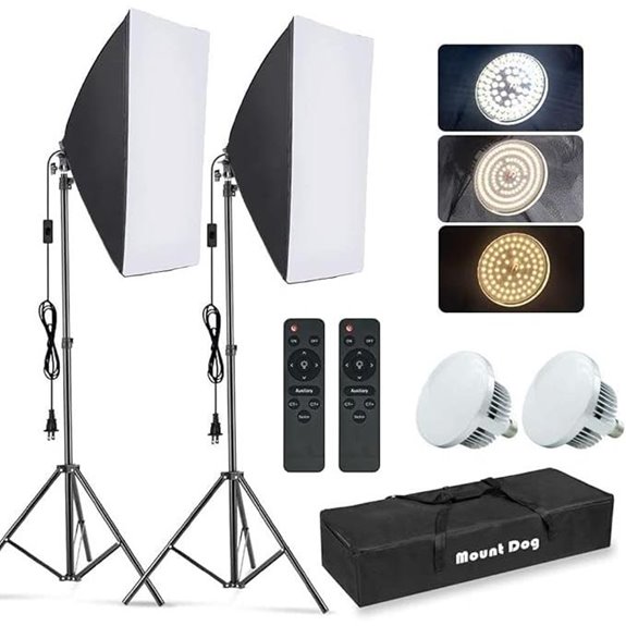 Mountdog Softbox Lighting Kit with 2 LED Bulbs