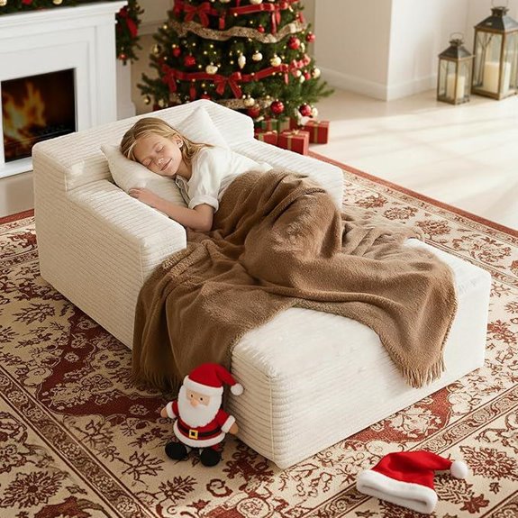 45'' Corduroy Lounge Chair with Sleeper Function