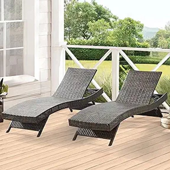 79'' Outdoor Reclining Chaise Lounge Set (2)