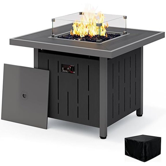 SERWALL 33 Outdoor Fire Pit Table with Wind Guard