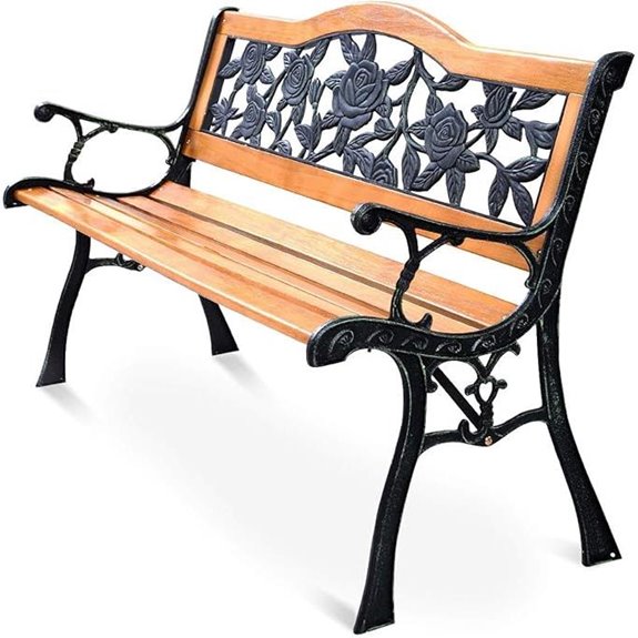 S AFSTAR Outdoor Garden Bench with Cast Backrest