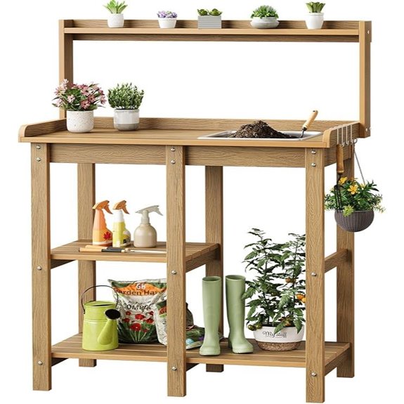 ONBRILL Outdoor Potting Bench with Sink and Storage