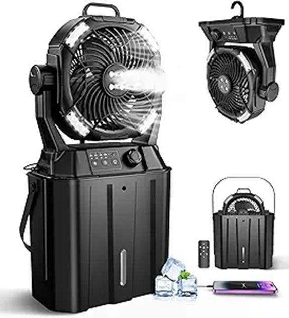 Portable Misting Fan for Outdoors with Lights and Timer