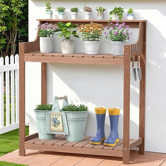 ONBRILL HDPS Outdoor Potting Bench with Hooks