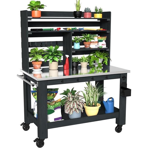 GDLF Outdoor Potting Bench with Stainless Steel Top