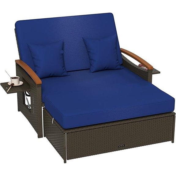 Tangkula Patio Rattan Daybed Set with Ottoman