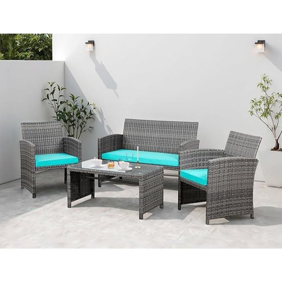 4-Piece Outdoor Patio Ratten Wicker Set with Cushions