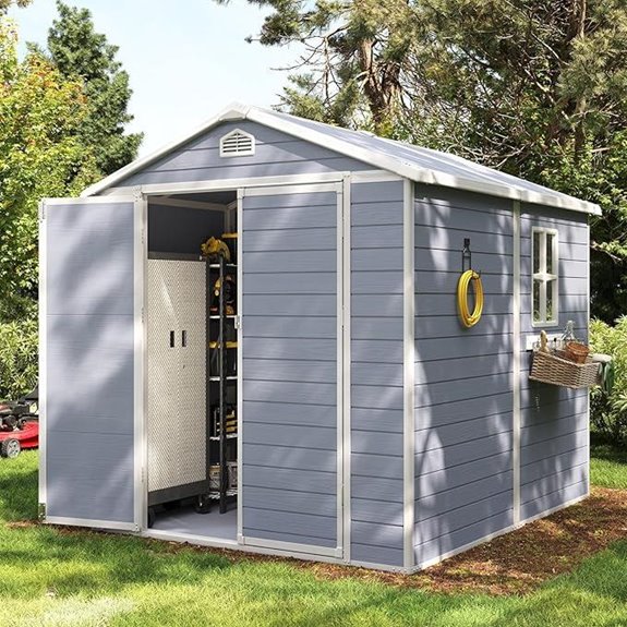 Aoxun 8x6 FT Outdoor Resin Garden Storage Shed