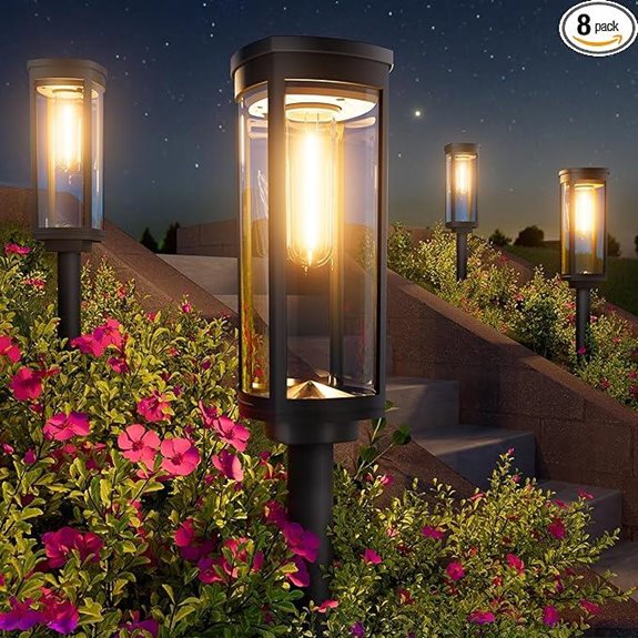 Solar Pathway Lights Outdoor 8 Pack Waterproof Auto On/Off