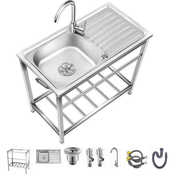 Outdoor Stainless Steel Utility Sink with Shelves