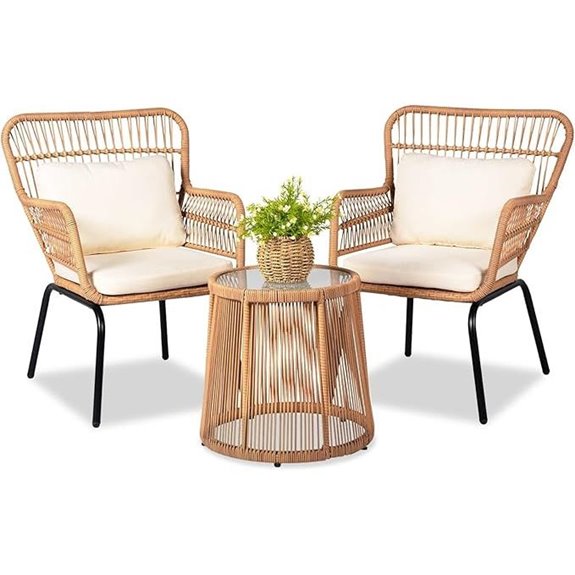 3-Piece Wicker Bistro Set for Outdoor Patio