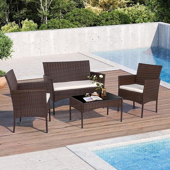 Shintenchi 4-Piece Outdoor Wicker Patio Set