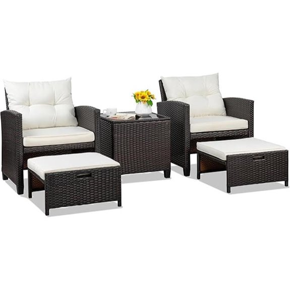 Shintenchi 5-Piece Outdoor Wicker Patio Furniture Set