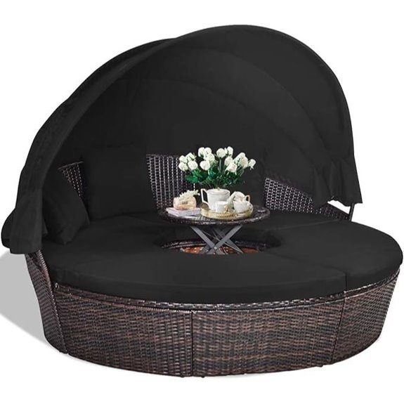 HAPPYGRILL Patio Daybed Set with Canopy and Cushions