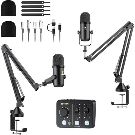 TONOR Podcast Bundle with 2 Microphones and Mixer