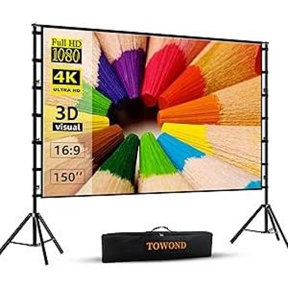 TOWOND 150 Indoor/Outdoor Projection Screen with Stand