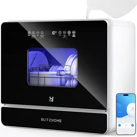 BLITZHOME Portable WiFi Mini Dishwasher with 9 Programs