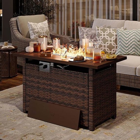 Aoxun 44 Propane Fire Pit with Cover and Storage