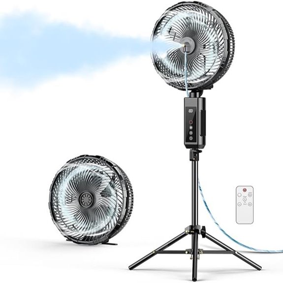 Portable Misting Fan with Rechargeable Power and Remote