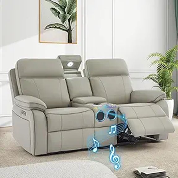 Power Reclining Loveseat with LED & Bluetooth Speakers