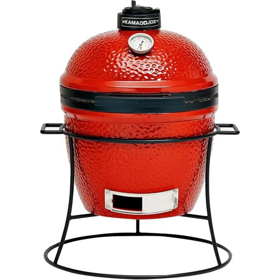 red portable ceramic grill