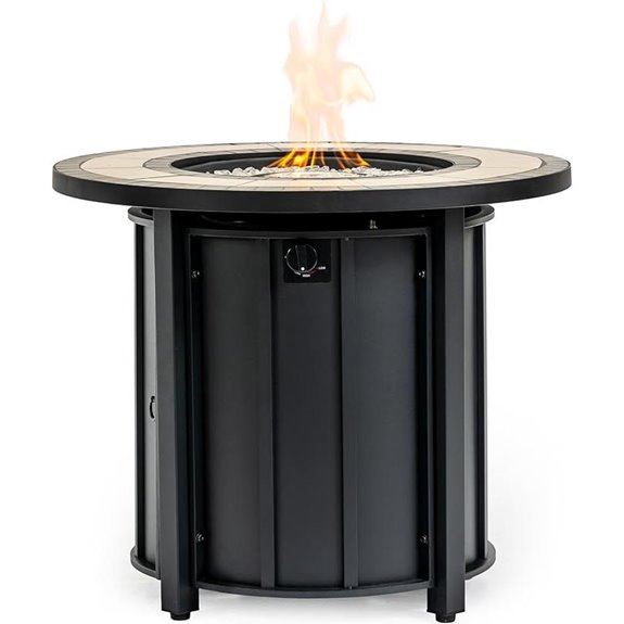 Ceramic Round Propane Fire Pit Table with Lid