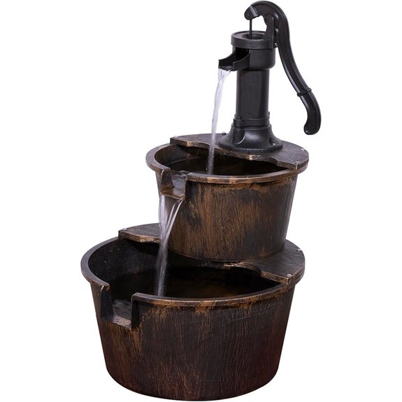 Alpine Rustic Outdoor 2-Tier Barrel Water Fountain