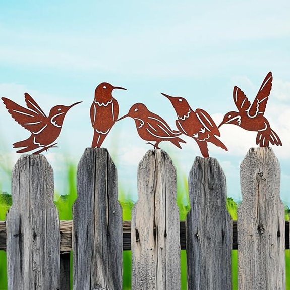 Rusty Metal Bird Decorations for Yard and Garden
