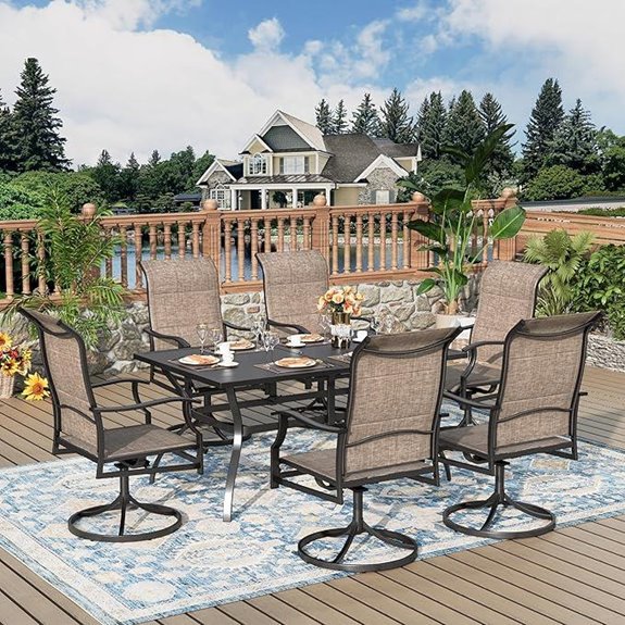 7-Piece Outdoor Patio Dining Set with Swivel Chairs