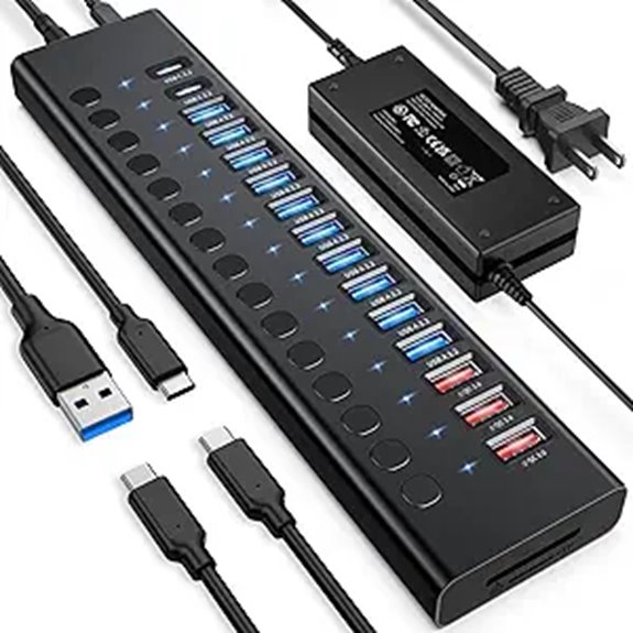 USB 3.2 Hub 17 Ports with Fast Charging & Card Reader