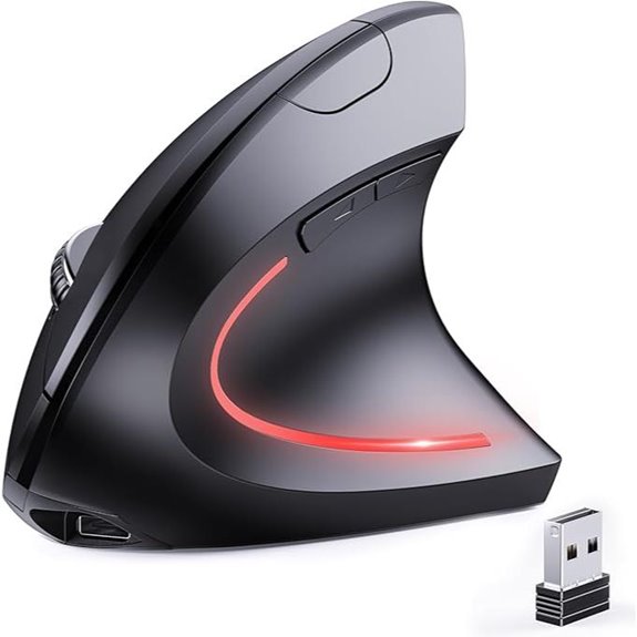 Wireless Bluetooth & 2.4G Vertical Mouse with Silent Buttons