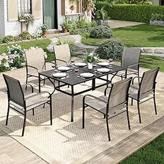 Patio Dining Set for 6 with Metal Table and Chairs
