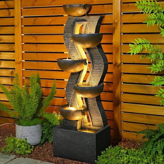Outdoor 6-Tier Water Fountain with Lights
