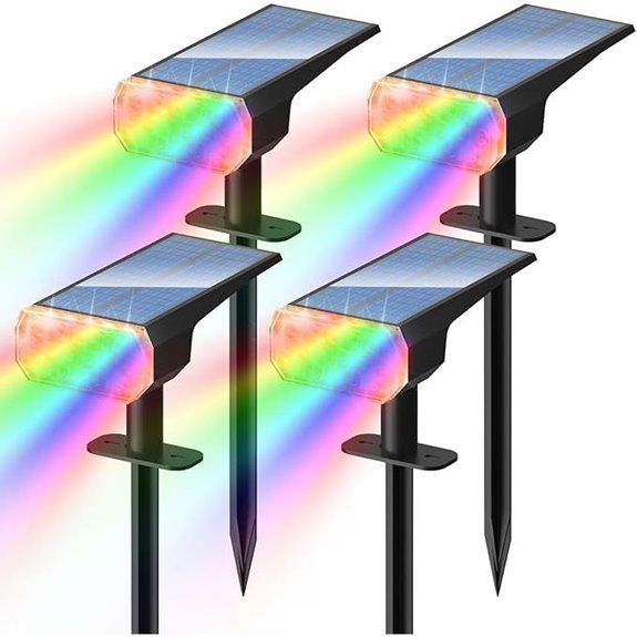 DINGLILIGHTING Solar Waterproof RGB Outdoor Spotlights (4 Pack)