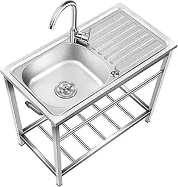 Outdoor Stainless Steel Sink with Drainboard