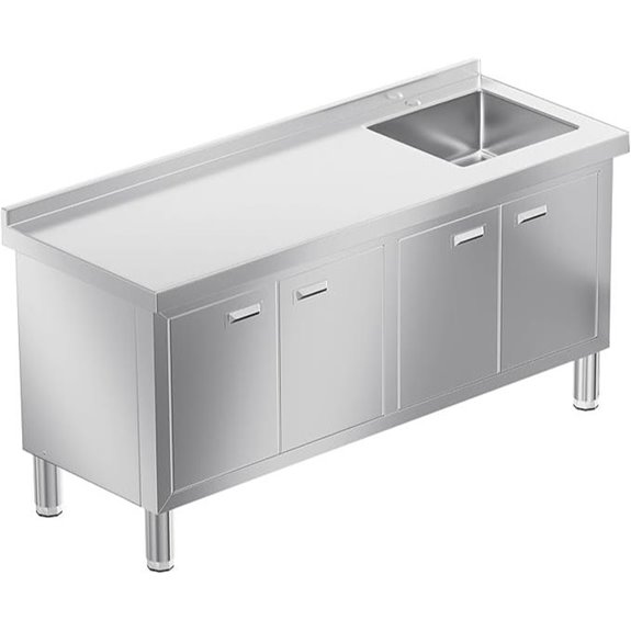 WWK Stainless Steel Sink with Cabinet 59x21 inches