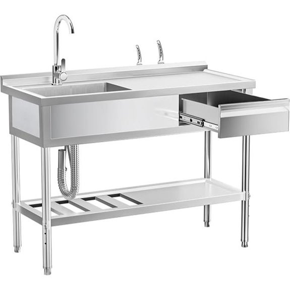 Stainless Steel Kitchen Sink with Faucet and Storage