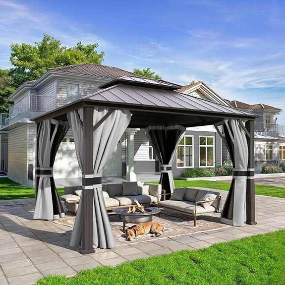 UDPATIO 10'x12' Aluminum Hardtop Gazebo with Curtains