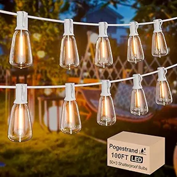 LED Outdoor String Lights 100ft Waterproof Dimmable White