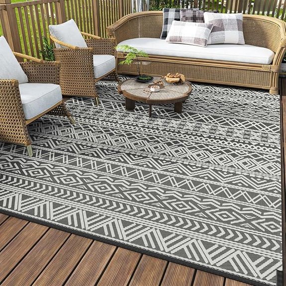 MontVoo Waterproof Outdoor Rug 5x8 Boho Grey
