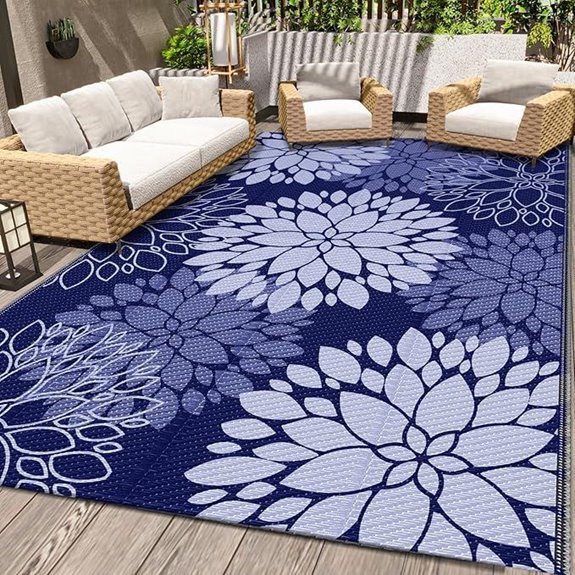 LuxStep Waterproof Outdoor Patio Rug 5'x8' Blue