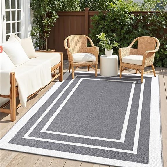 OLANLY Waterproof Reversible Outdoor Rug 5x8 ft