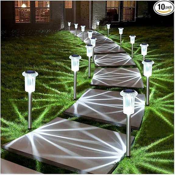 DenicMic Solar Pathway Lights 10 Pack Waterproof LED