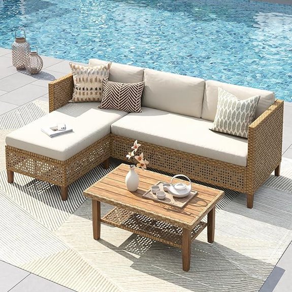 PHI VILLA Wicker Outdoor Sectional Patio Furniture Set
