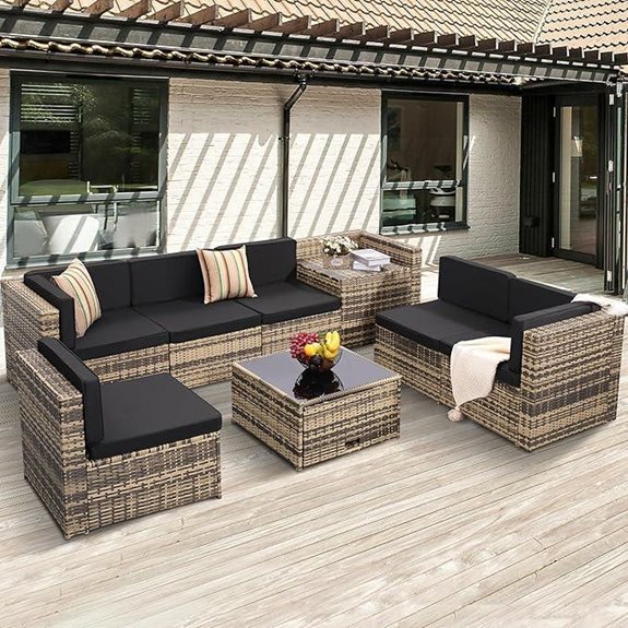 Outdoor Wicker Rattan Patio Furniture Set with Cushions