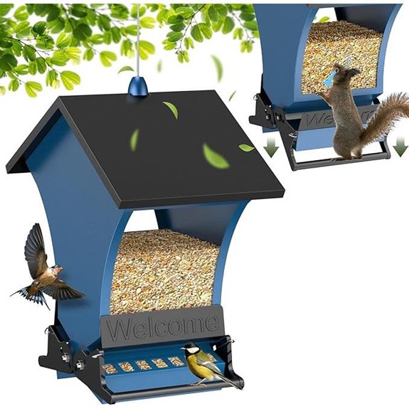 Wildpark Squirrel-Proof Bird Feeder 5LB Metal Blue