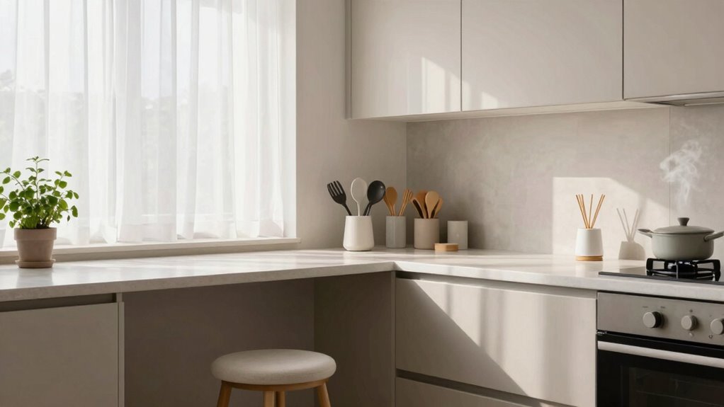 calm organized kitchen environment