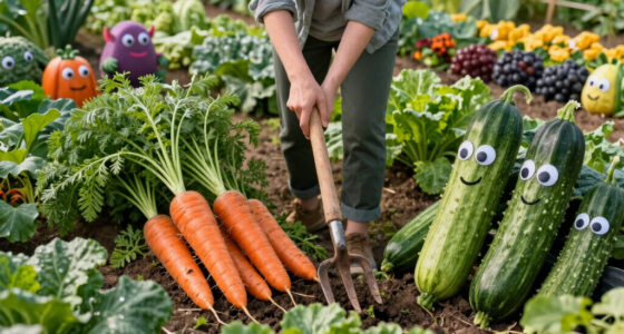 oversized vegetables and whimsical creatures fill gentle monster’s veggie farm pop-ups